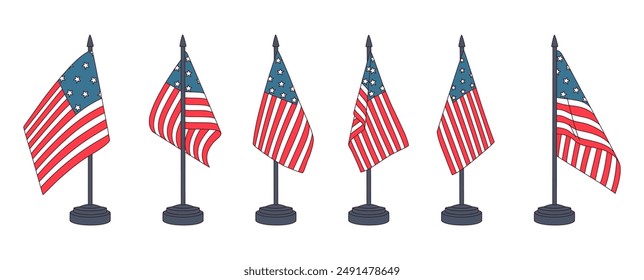 Table flag of united states of america . Cartoon style Vector .