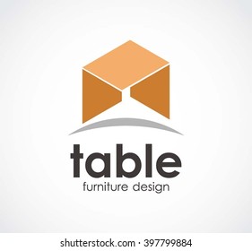 Table flat of furniture abstract vector and logo design or template interior business icon of company identity symbol concept