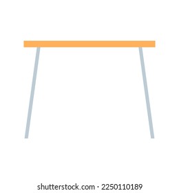Icono plano de tabla. Mobiliario de madera de oficina con patas metálicas. Ilustración vectorial aislada en blanco.