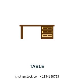 Table flat icon. Premium style flat icon design. UI. Illustration of table flat icon. Pictogram isolated on white. Ready to use in web design, apps, software, print