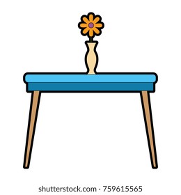 table with flower vase icon