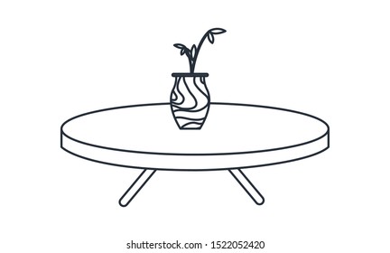 table with flowers in vase on white background vector illustration