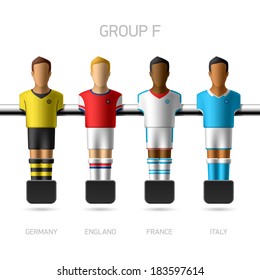 Table football, foosball players. European football championship, Group F - Germany, England, France, Italy. Vector.