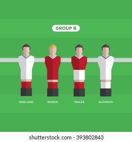 Table Football Soccer players. Group B. Editable vector design. 