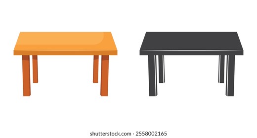 Table furniture icon in flat style. Wooden table vector illustration on isolated background. Dinner desk sign business concept.