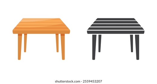 Table furniture icon in flat style. Wooden table vector illustration on isolated background. Dinner desk sign business concept.