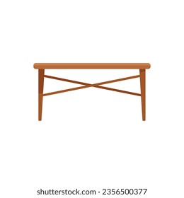 Vector plano del icono de mobiliario de tabla. Mostrador de madera. Pata pequeña aislada