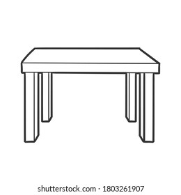 Table Furniture Traditional Doodle. Icons Sketch Hand Made. Design Vector Line Art.