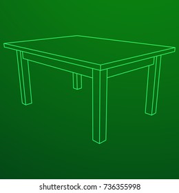 Table furniture wireframe blueprint. Linear outline pedestal vector illustration.