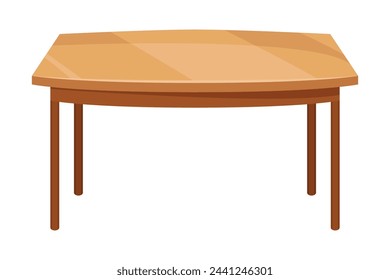 Table furniture of wood, interior wooden desk. Empty wooden table isolated illustration on white background. Vector illustration of platform or stand