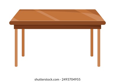 Table furniture of wood, interior wooden desk. Empty wooden table isolated illustration on white background. Vector illustration of platform or stand