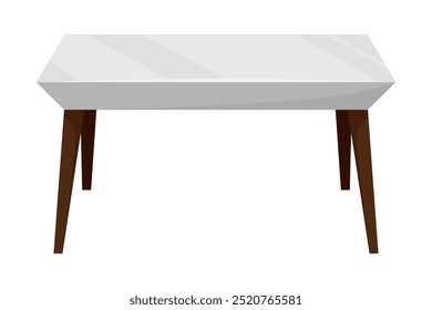 Table furniture of wood, interior wooden desk. Empty wooden table isolated illustration on white background. Vector illustration of platform or stand