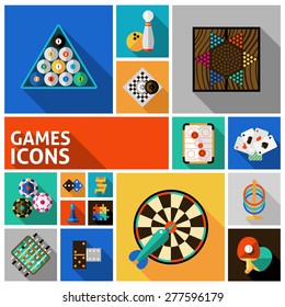 Table and gambling games decorative icons set isolated vector illustration