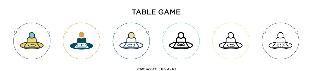 Table game icon in filled, thin line, outline and stroke style. Vector illustration of two colored and black table game vector icons designs can be used for mobile, ui, web