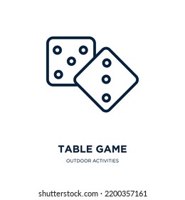 table game icon from outdoor activities collection. Thin linear table game, leisure, game outline icon isolated on white background. Line vector table game sign, symbol for web and mobile