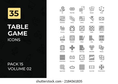 Table Game Icons Collection. Set Contains Such Icons As Ludo, Card Game, Snooker, Games Dress, And More.