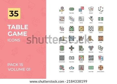 table game Icons Collection. Set contains such Icons as Ludo, card game, snooker, games Dress, and more.