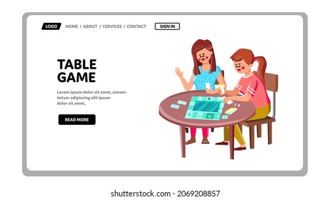 Table Game Playing Girls Friends Together Vector. Table Game Play Competition Women Togetherness At Home Room. Characters Funny Playful Time And Friendship Web Flat Cartoon Illustration