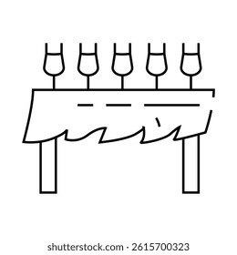 table with glasses and wind line icon vector. table with glasses and wind sign. isolated contour symbol black illustration