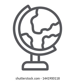 Table globe line icon, education and geography, world map sign, vector graphics, a linear pattern on a white background, eps 10.