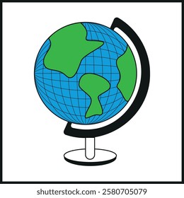 Table Globe Vector and Table Globe Showing Greenery