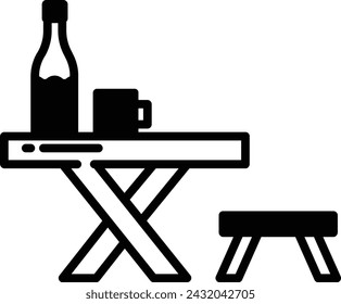 Table glyph and line vector illustration