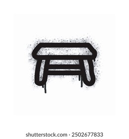Table graffiti spray painted black on white.