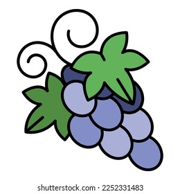Table grape icon. Outline table grape vector icon color flat isolated on white