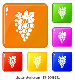 Table grape icons set collection vector 6 color isolated on white background