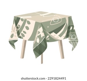 table and green tablecloth icon isolated
