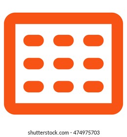 Table Grid vector icon. Style is contour flat icon symbol, orange color, white background.