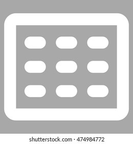 Table Grid vector icon. Style is stroke flat icon symbol, white color, silver background.