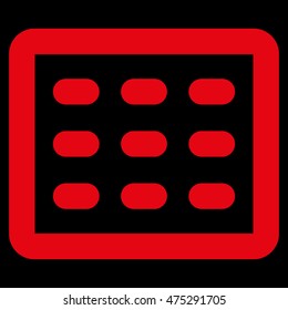 Table Grid vector icon. Style is linear flat icon symbol, red color, black background.