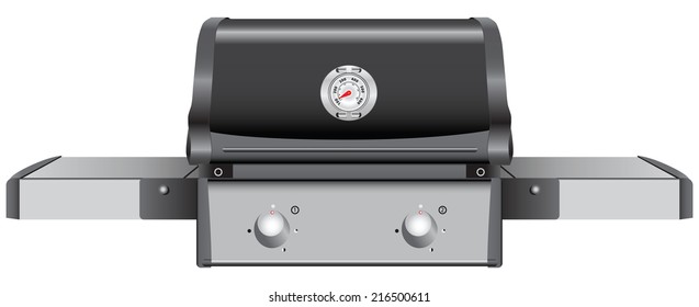 Table grill with a temperature indicator. Vector illustration.
