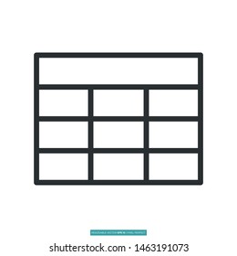 Table heading icon vector illustration logo template for many purpose
