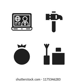 table icon. 4 table vector icons set. laptop, tools and utensils and femenine icons for web and design about table theme