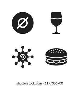 table icon. 4 table vector icons set. empty set, wine and burger icons for web and design about table theme