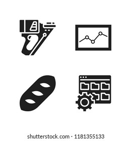 table icon. 4 table vector icons set. folder management, nail gun and graph frame icons for web and design about table theme