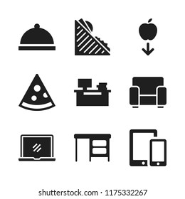 table icon. 9 table vector icons set. laptop, desk and tablet telephone icons for web and design about table theme