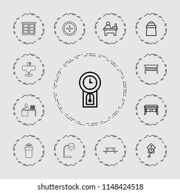 Table icon. collection of 13 table outline icons such as office desk, pepper, pendulum, nightstand. editable table icons for web and mobile.