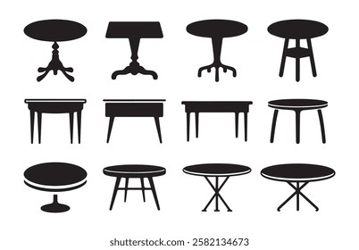 Table icon collection on white background