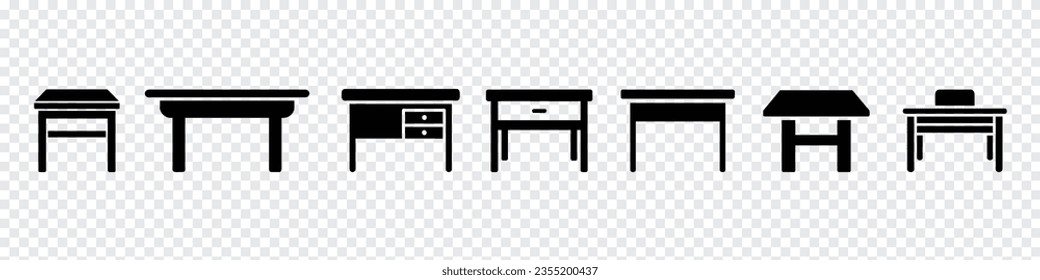 Table Icon, Flat Table Icon Design Illustration, Table icon. Set of table silhouettes, restaurant sidetable icon