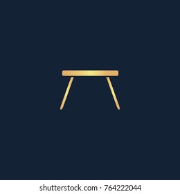 Table icon flat. Simple gold pictogram on dark background. Vector illustration symbol