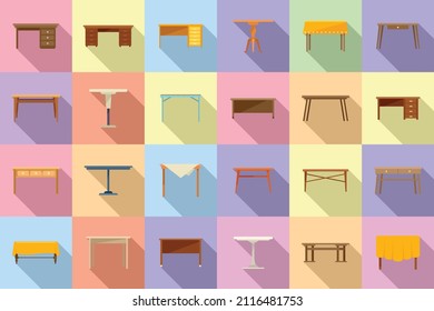 Vector plano de icono de tabla. Escritorio de madera. Mobiliario de oficina