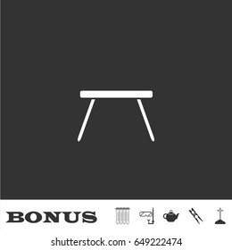 Table icon flat. White pictogram on black background. Vector illustration symbol and bonus icons