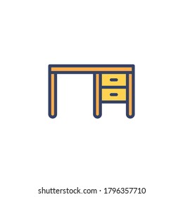 Table icon isolated on white background, Desk filled line icon, Table illustration for logo, ui, web, apps, banner, poster, brochure, infographic, etc.