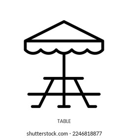 icono de tabla. Diseño De Estilo De Arte De Línea Aislado En Fondo Blanco