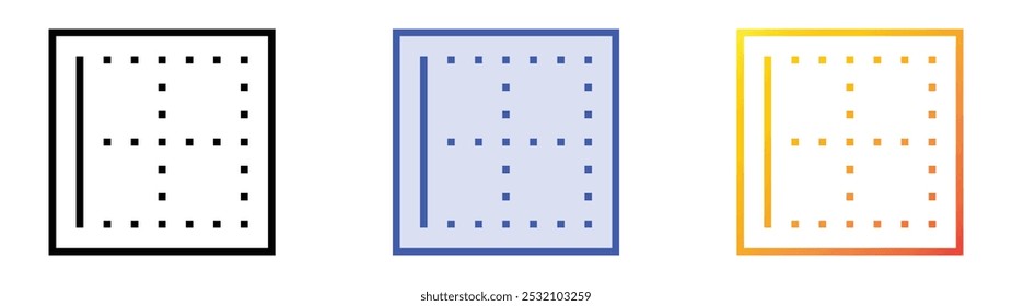 table icon. Linear, Blue Fill and Gradient Style Design Isolated On White Background