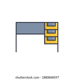 Table icon or logo illustration filled outline style vector, full color.