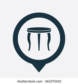 table icon, on white background map pin